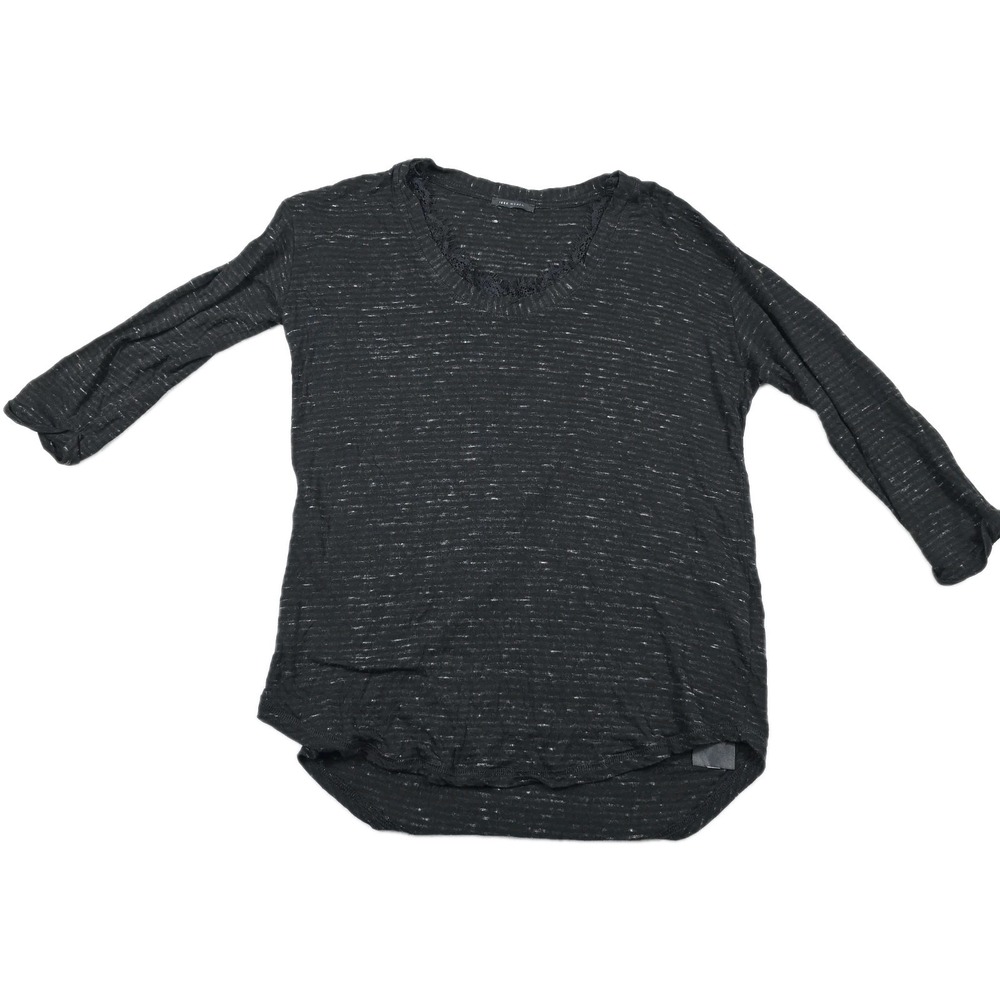 Ikks Women‎ Black Size Medium Lace Collar Long Sleeve Shirt Top